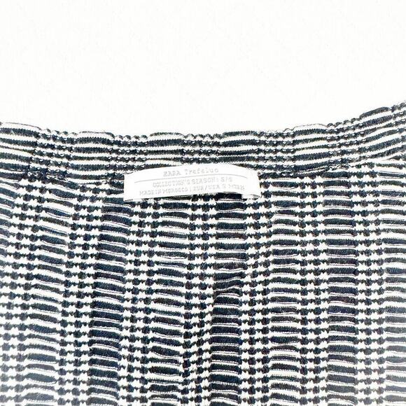 Zara Woven Navy White Striped Long Sleece Top Size S - Picture 2 of 4